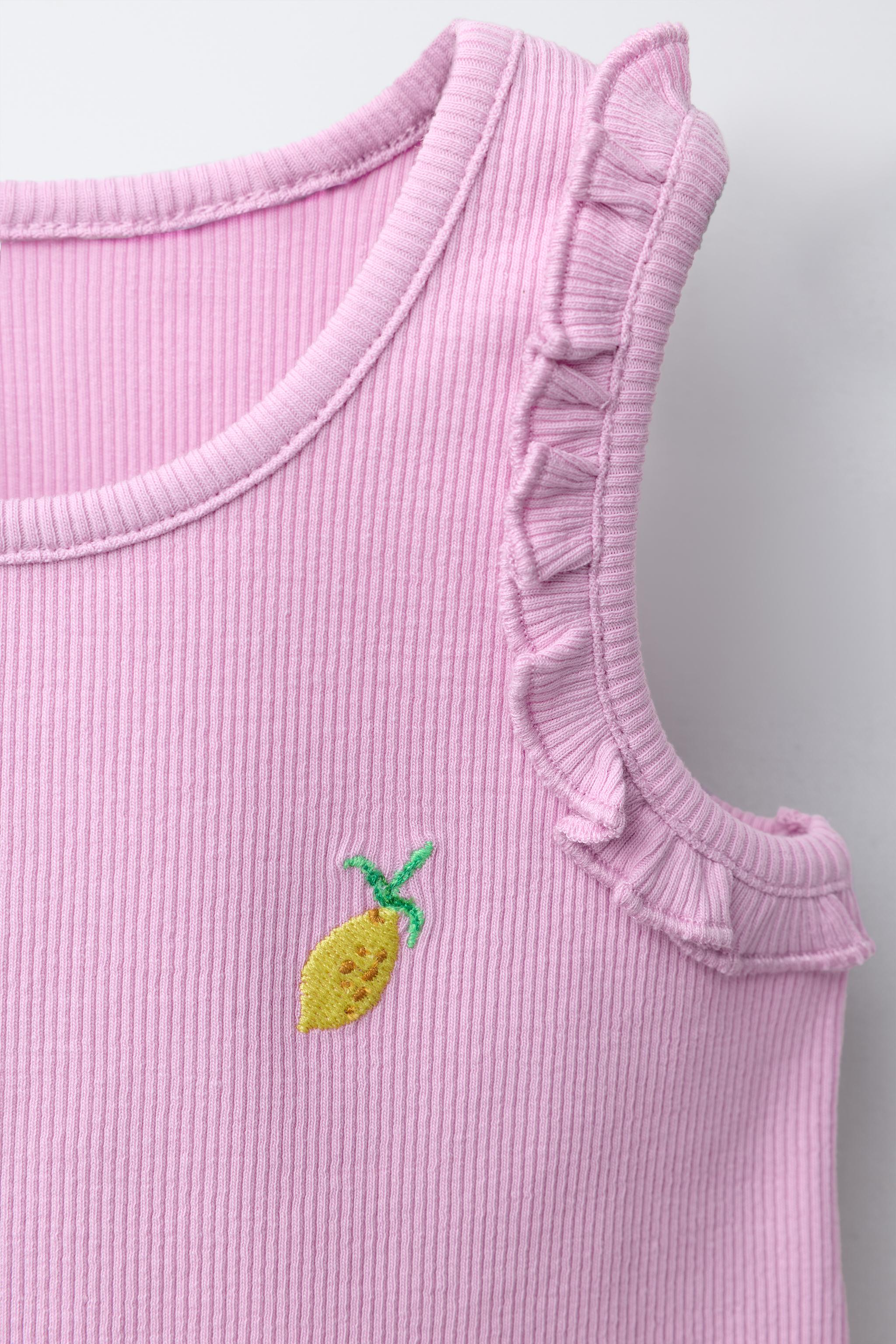EMBROIDERED RIBBED SLEEVELESS T-SHIRT